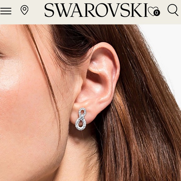 NEW Authentic Swarovski Infinity Mini Pierced Earrings Rose gold - Picture 2 of 4